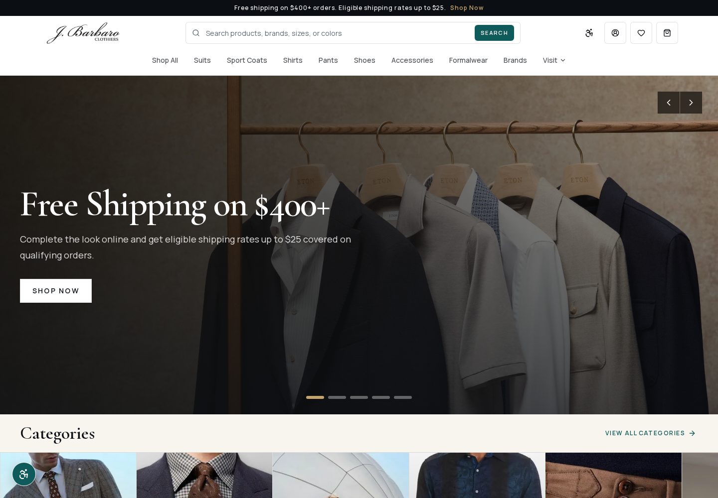 J. Barbaro Clothiers website preview